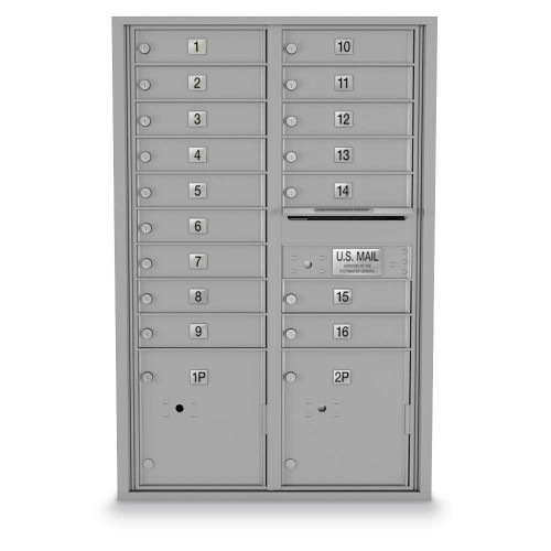 16 Door, 2 Parcel Locker 4C Horizontal Mailbox