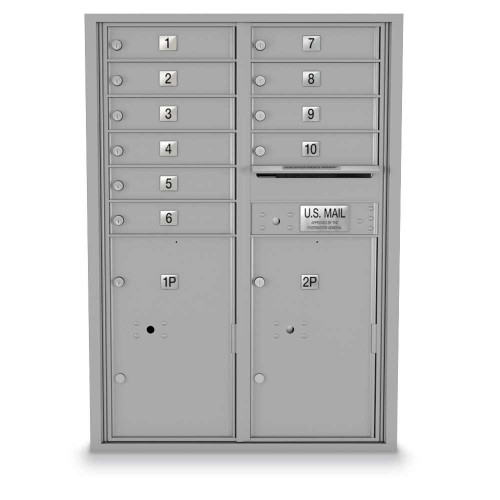 10 Door, 2 Parcel Locker 4C Horizontal Mailbox