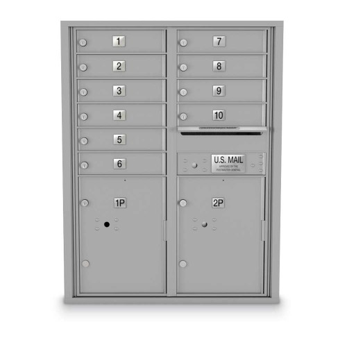 10 Door, 2 Parcel Locker 4C Horizontal Mailbox