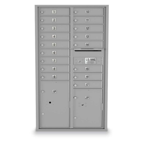 17 Door, 2 Parcel Locker 4C Horizontal Mailbox