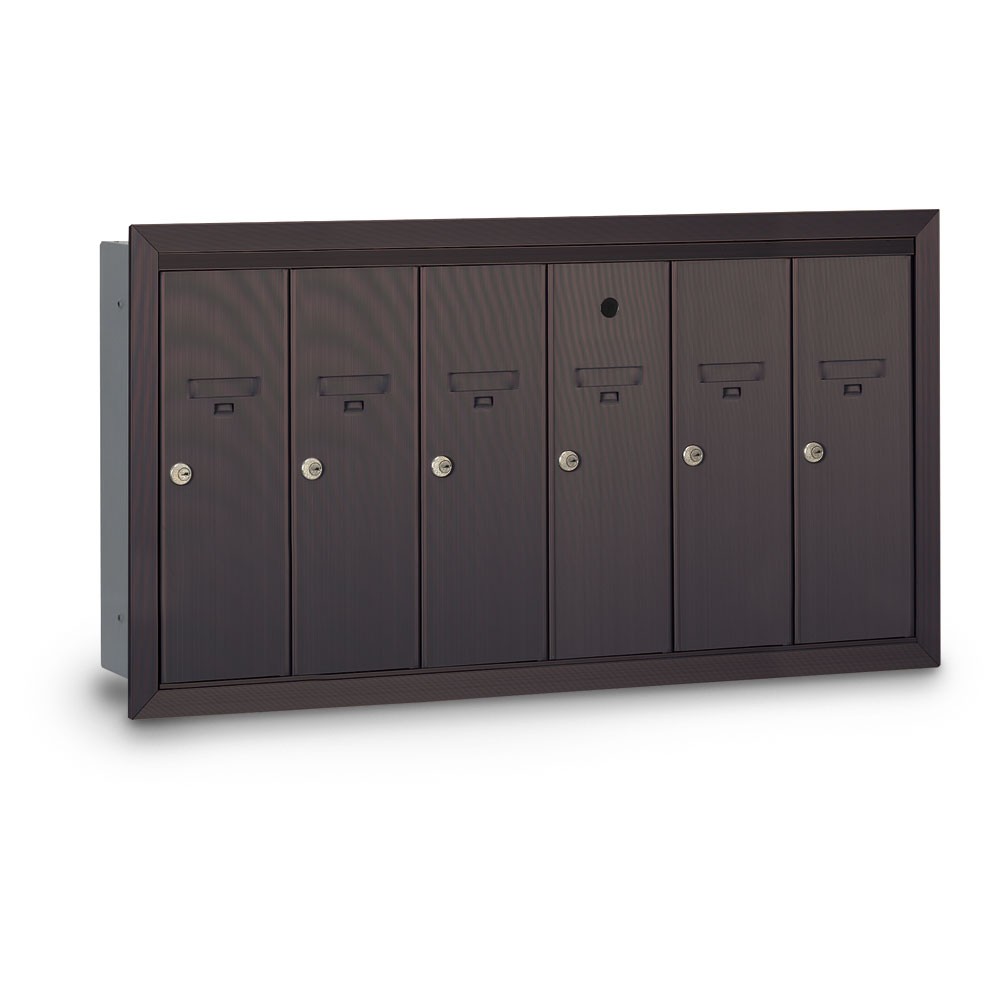 6 Door Recessed Vertical Mailbox Bronze