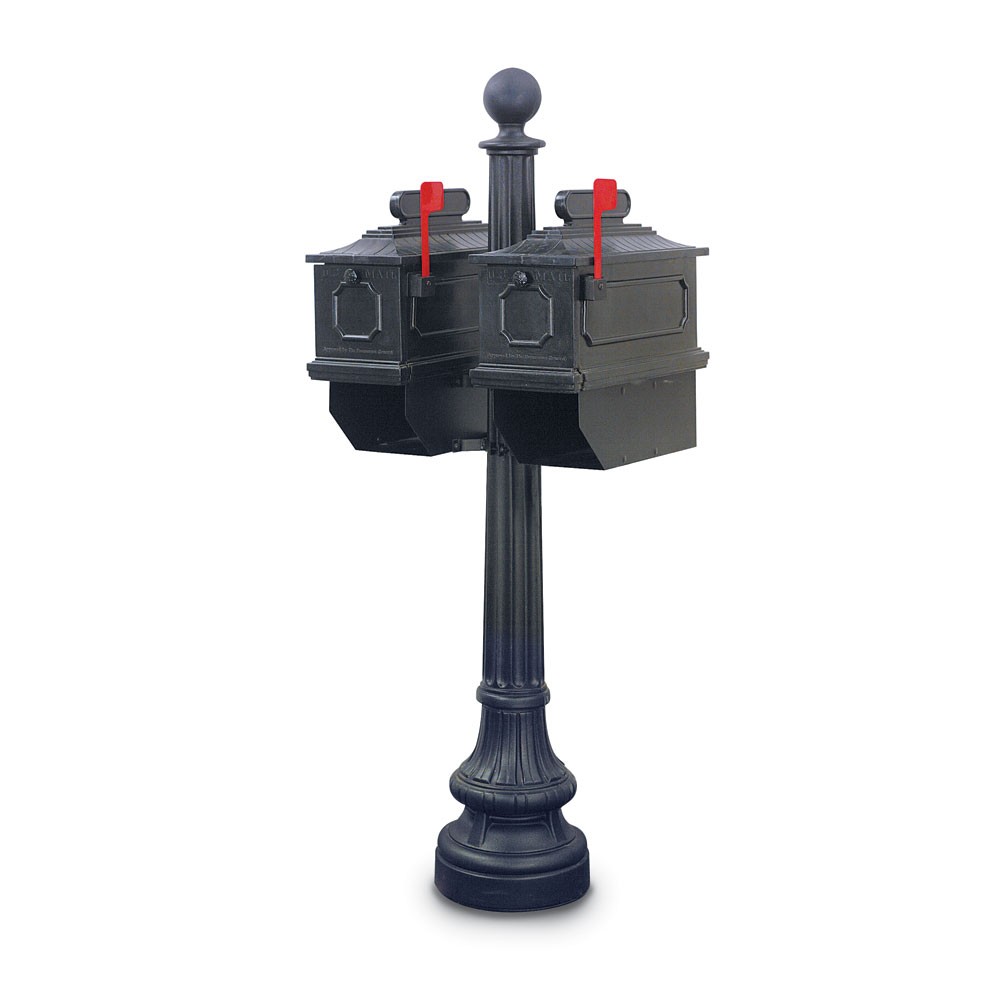 Columbus 1812 Double Residential Mailboxes & Post Black