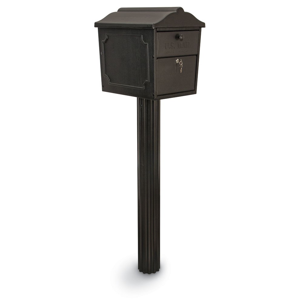 Dual-Entry Lockable Curbside Mailbox with Senator Post