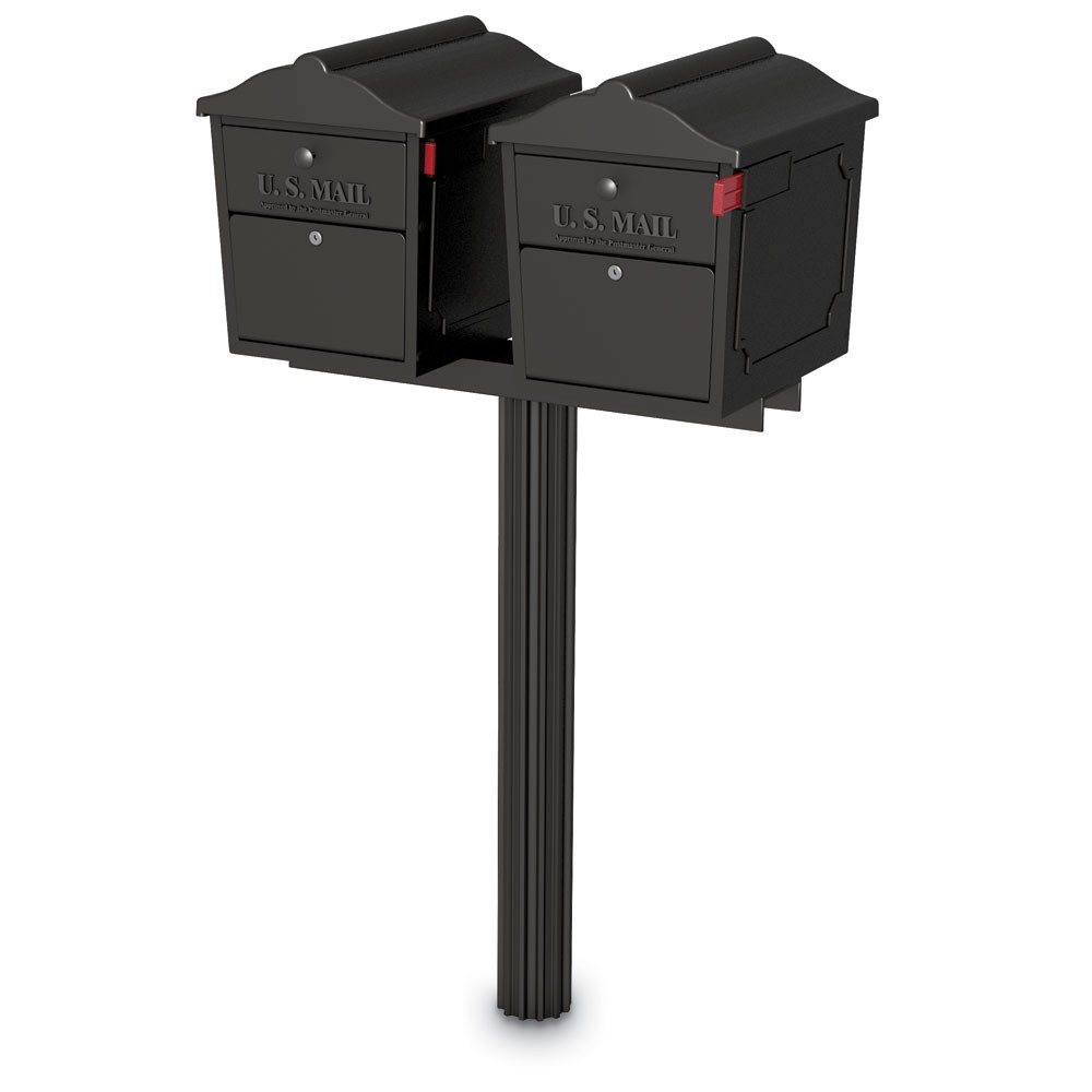Two Dual-Entry Lockable Curbside Mailboxes with One Senator Post