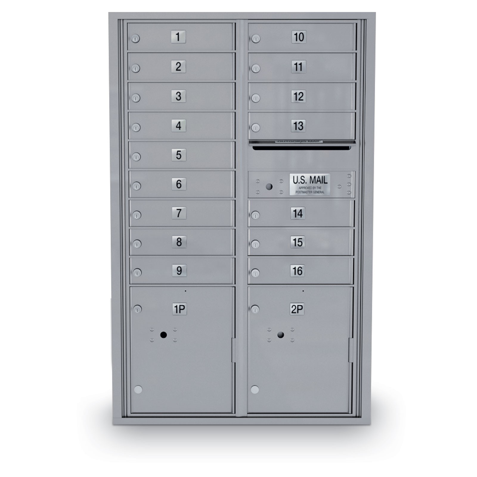 16 Door 4C Horizontal Mailbox - 2 Parcel Lockers