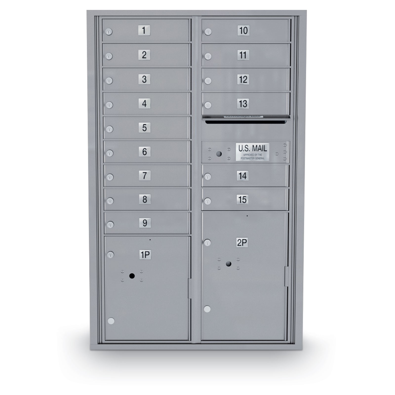 15 Door 4C Horizontal Mailbox - 2 Parcel Lockers