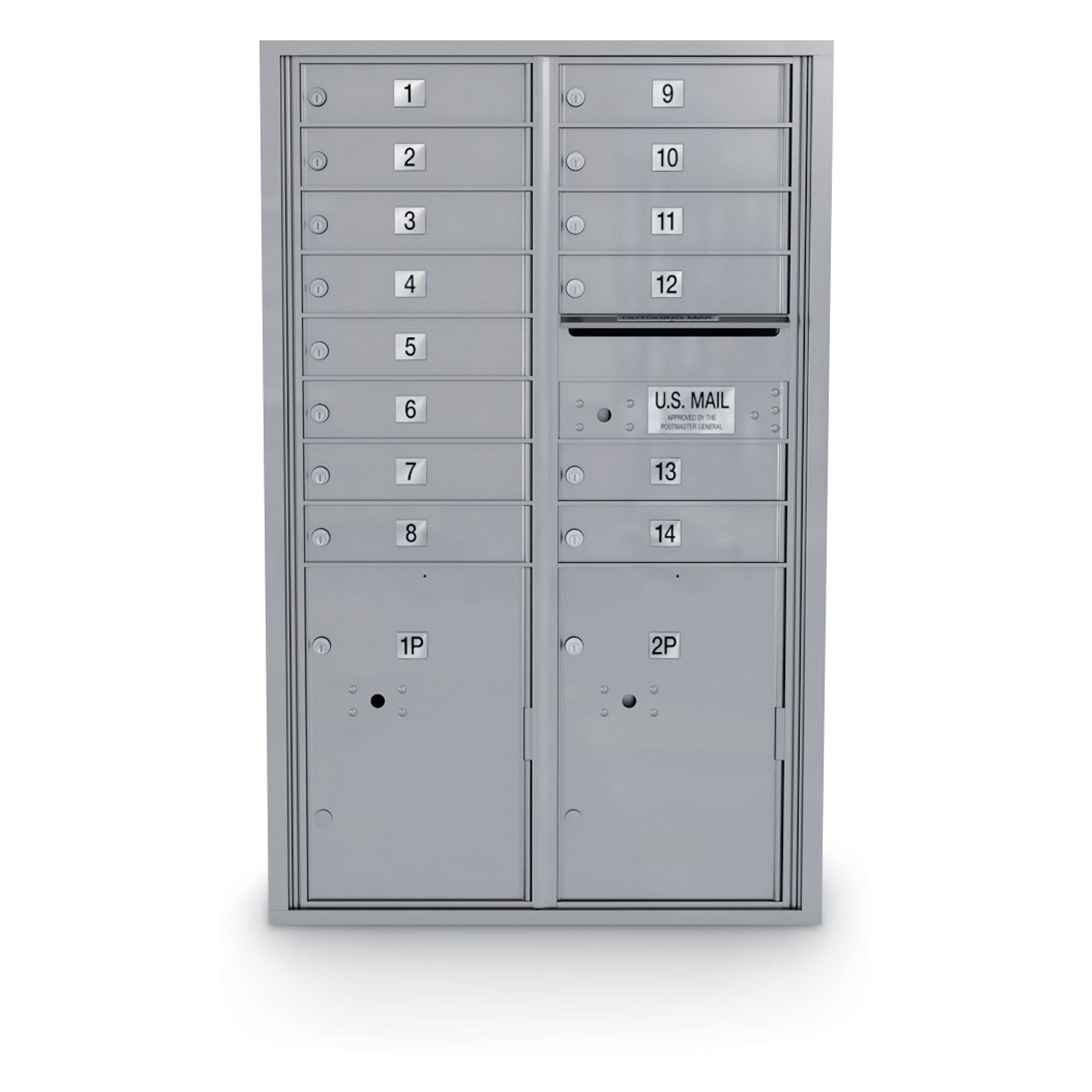 14 Door 4C Horizontal Mailbox - 2 Parcel Lockers