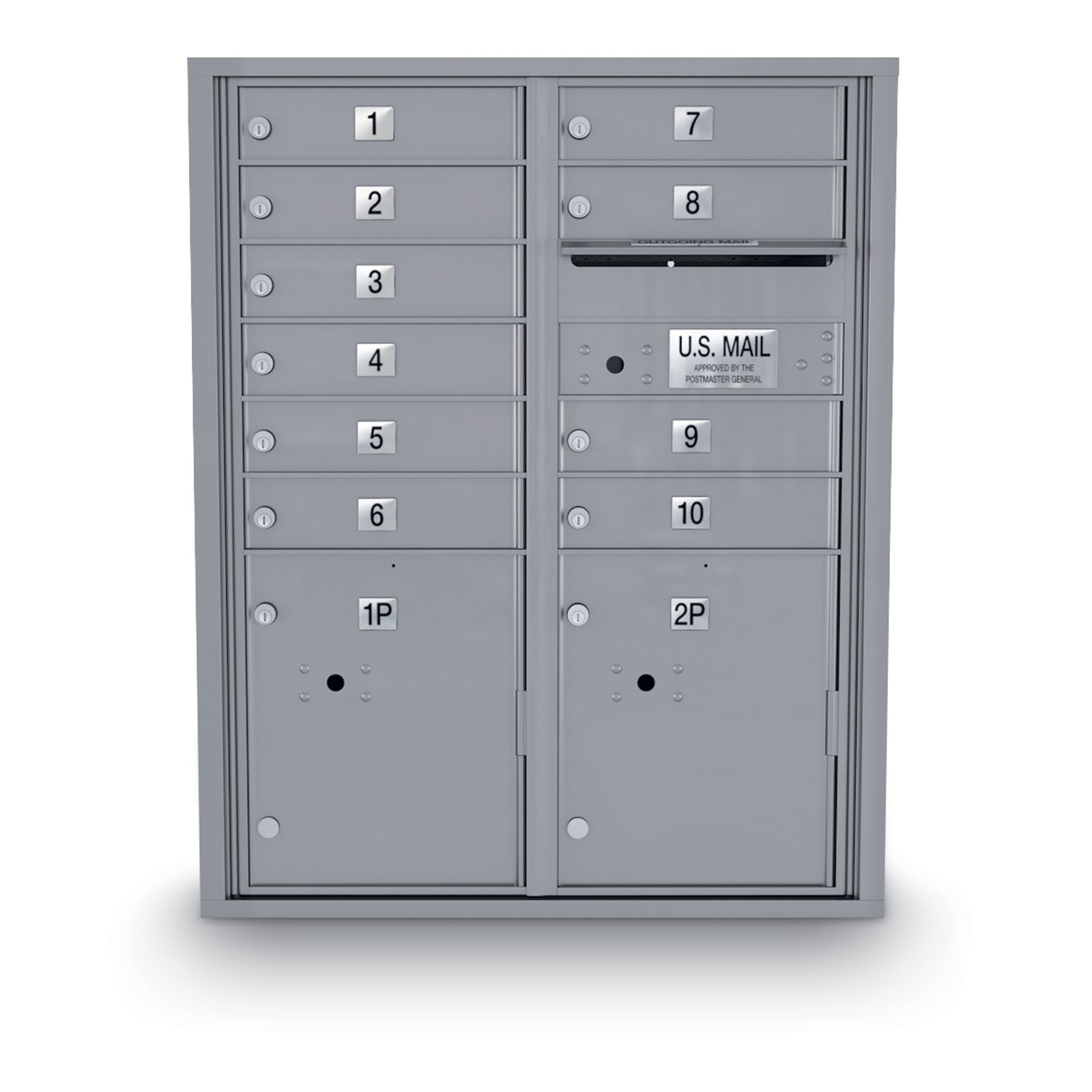 10 Door 4C Horiztonal Mailbox - 2 Parcel Locker